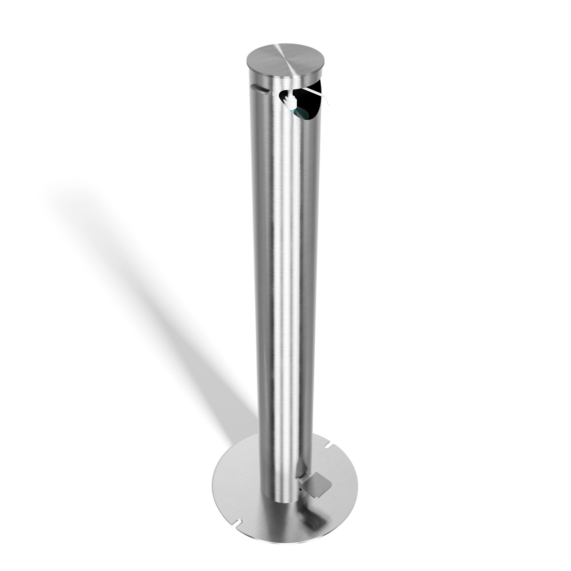 Ronde support pur distributeur de désinfectant pour les mains avec pédale de commande - acier inoxydable - 2-Pack – Image 12