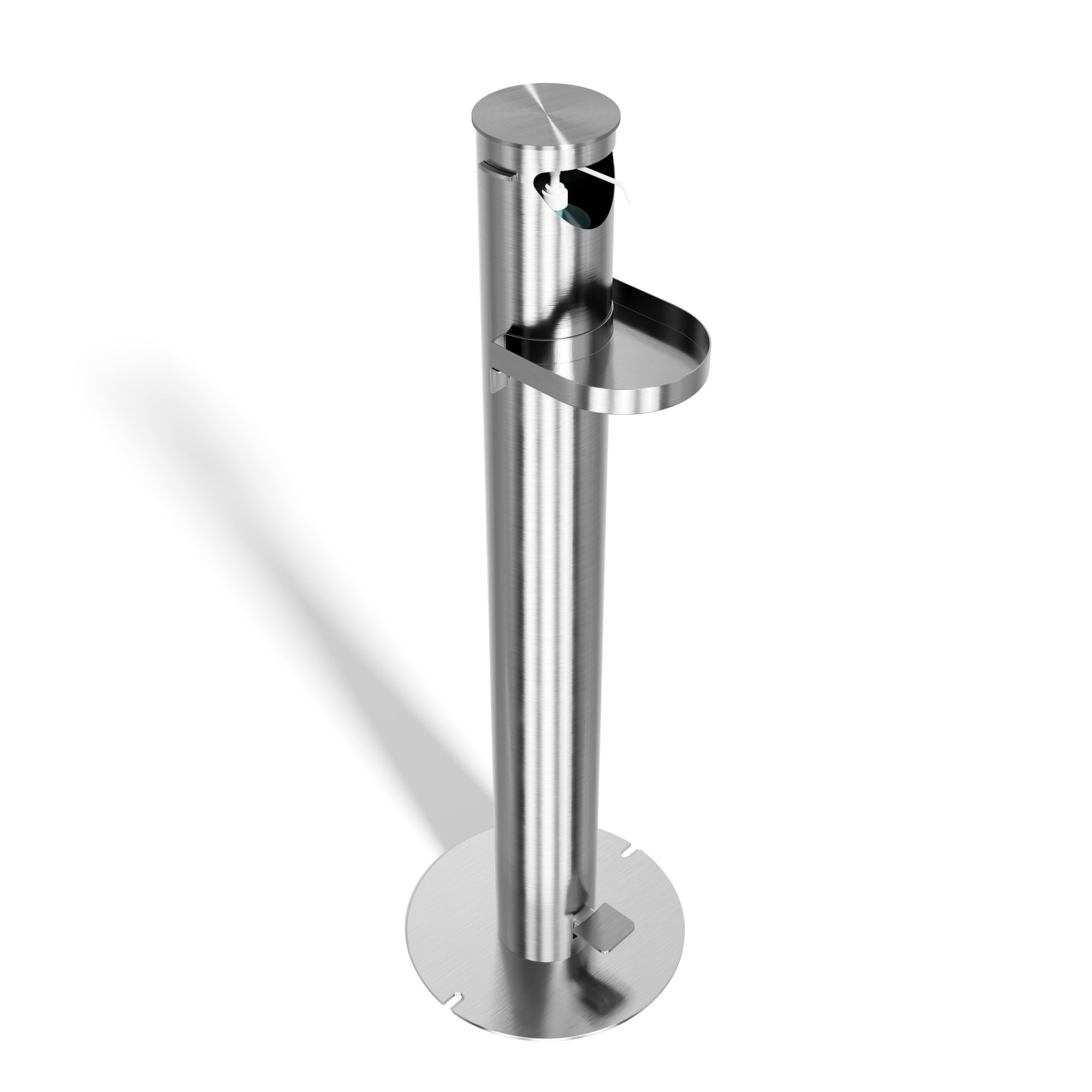 Ronde support pur distributeur de désinfectant pour les mains avec pédale de commande - acier inoxydable - 2-Pack – Image 19