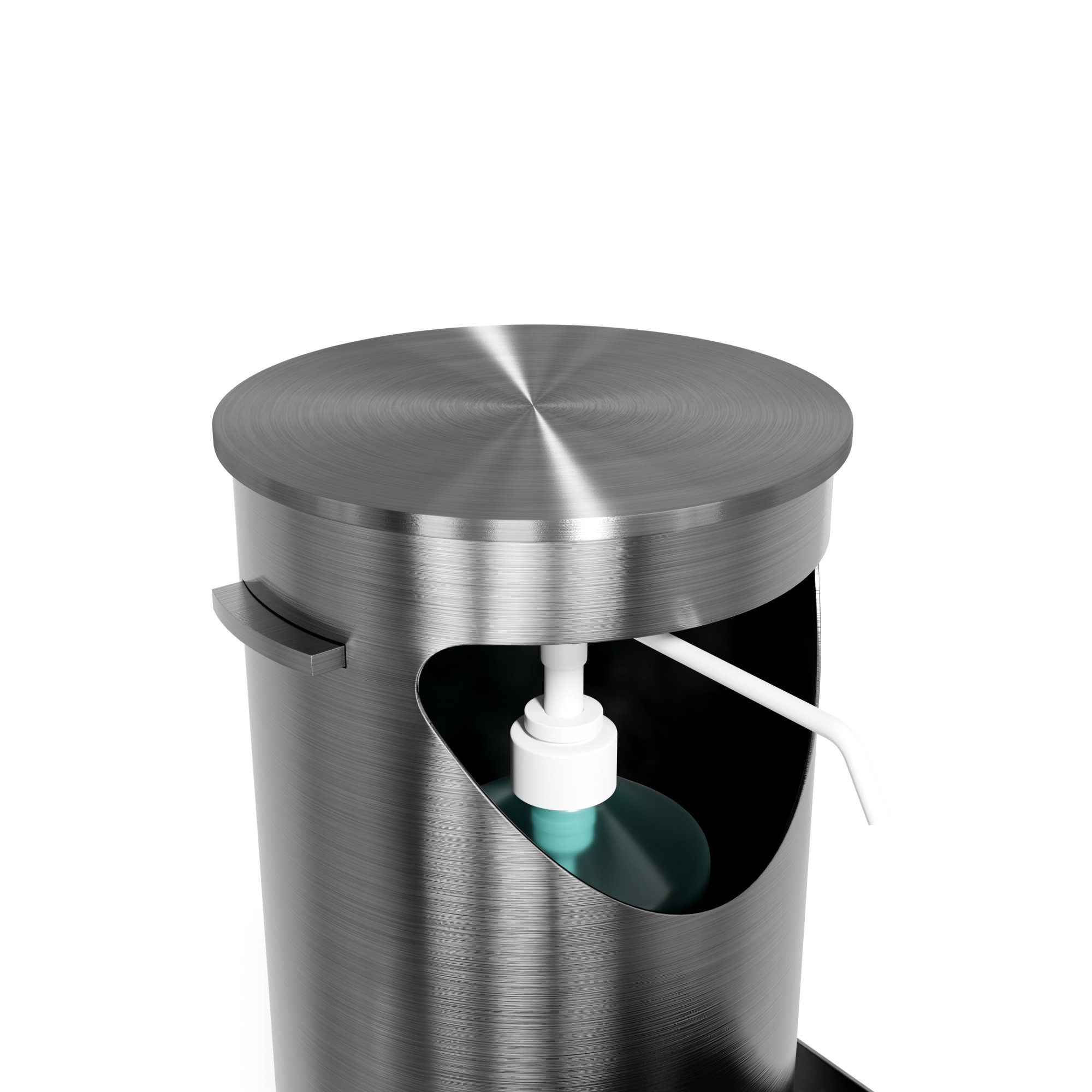 Ronde support pur distributeur de désinfectant pour les mains avec pédale de commande - acier inoxydable - 2-Pack – Image 4