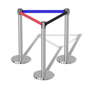 Stainless steel stanchion with Retractable belt - Flat/Straight - 2-Pack