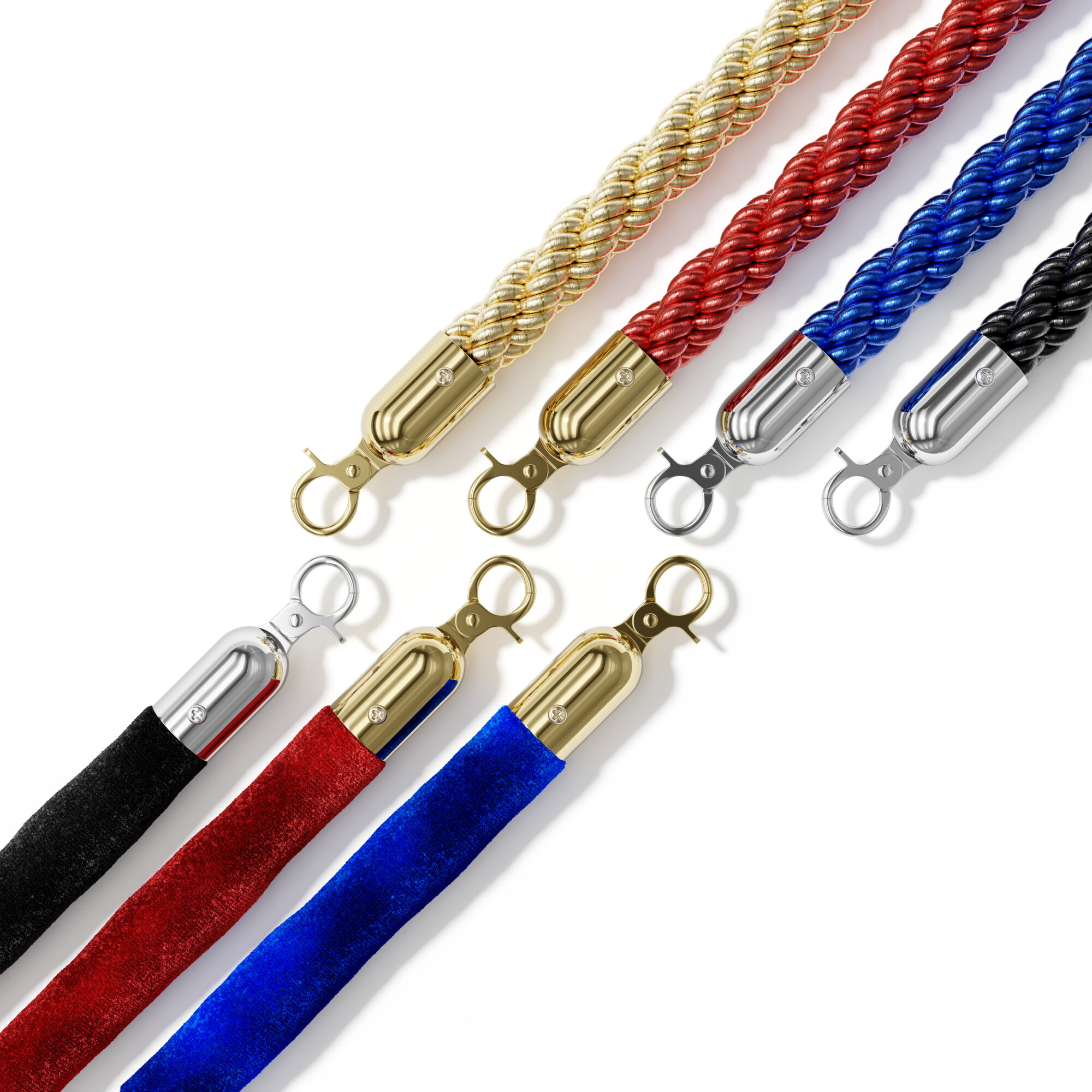 Velvet & twisted ropes for stanchions