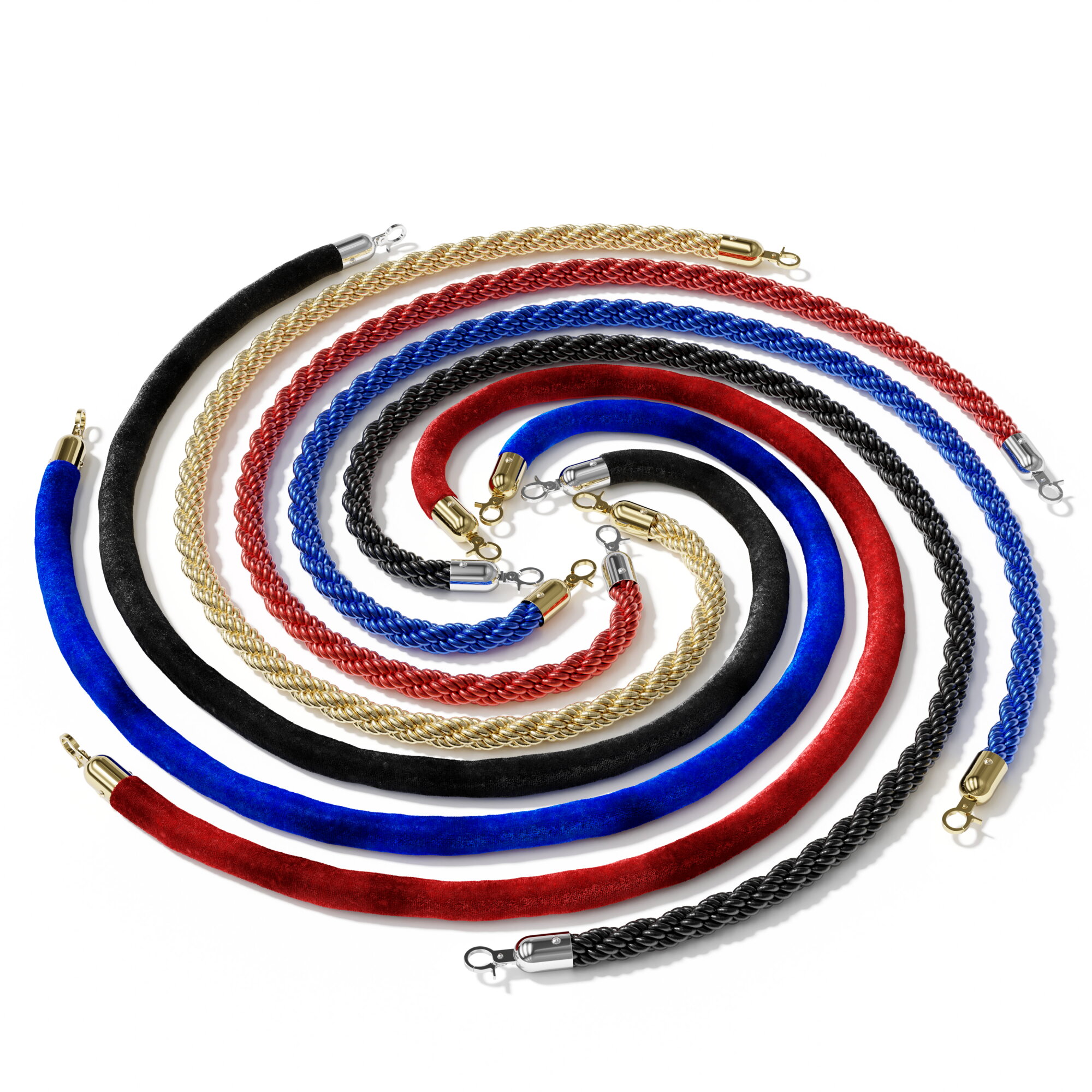 Velvet & twisted ropes for stanchions