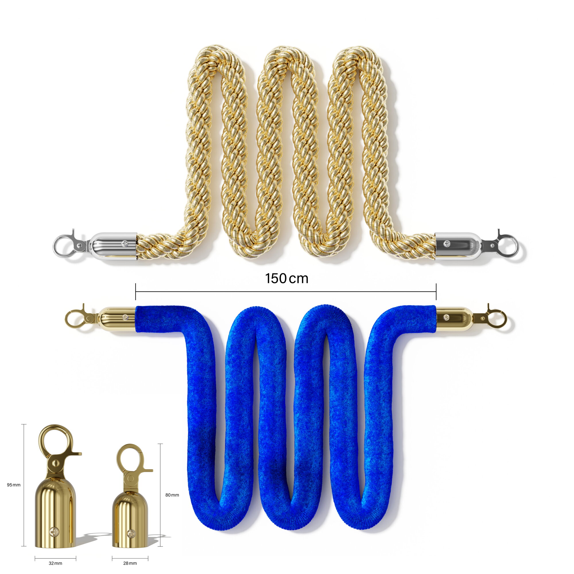 Velvet & twisted ropes for stanchions